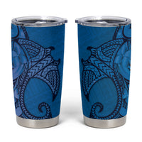 Polynesia Manta Ray Tattoo Tumbler Cup Tropical Plumeria Blue Polynesian Pattern LT14 Blue - Polynesian Pride