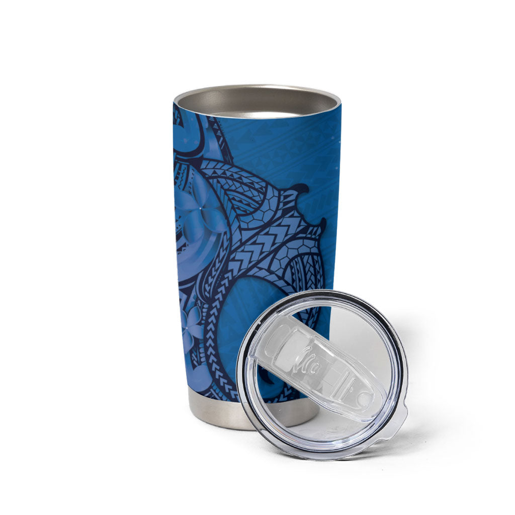 Polynesia Manta Ray Tattoo Tumbler Cup Tropical Plumeria Blue Polynesian Pattern LT14 - Polynesian Pride