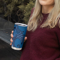 Polynesia Manta Ray Tattoo Tumbler Cup Tropical Plumeria Blue Polynesian Pattern LT14 - Polynesian Pride