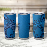 Polynesia Manta Ray Tattoo Tumbler Cup Tropical Plumeria Blue Polynesian Pattern LT14 - Polynesian Pride