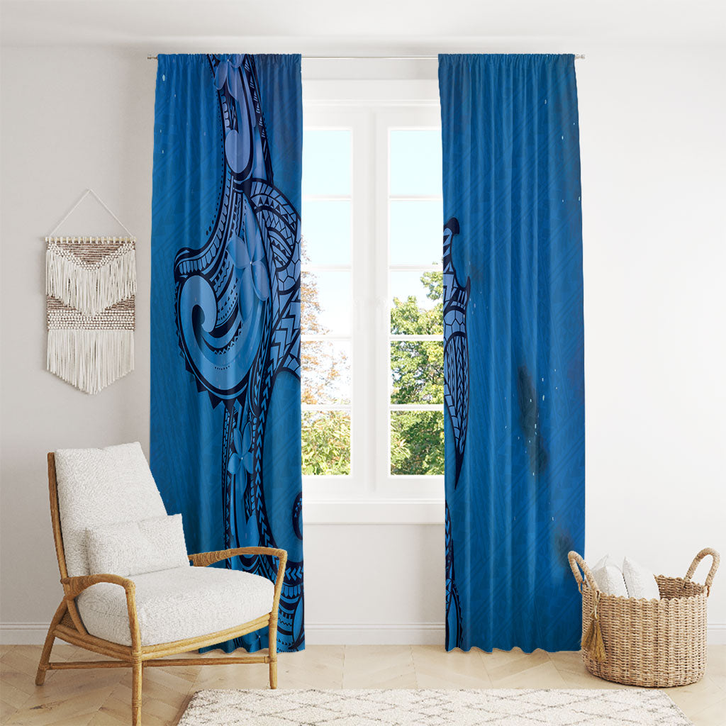 Polynesia Manta Ray Tattoo Window Curtain Tropical Plumeria Blue Polynesian Pattern LT14 - Polynesian Pride