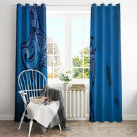 Polynesia Manta Ray Tattoo Window Curtain Tropical Plumeria Blue Polynesian Pattern LT14 - Polynesian Pride