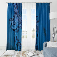 Polynesia Manta Ray Tattoo Window Curtain Tropical Plumeria Blue Polynesian Pattern LT14 - Polynesian Pride
