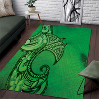Polynesia Manta Ray Tattoo Area Rug Tropical Plumeria Green Polynesian Pattern LT14 Green - Polynesian Pride