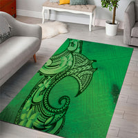 Polynesia Manta Ray Tattoo Area Rug Tropical Plumeria Green Polynesian Pattern LT14 - Polynesian Pride