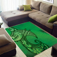 Polynesia Manta Ray Tattoo Area Rug Tropical Plumeria Green Polynesian Pattern LT14 - Polynesian Pride