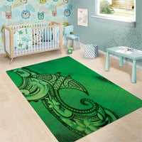 Polynesia Manta Ray Tattoo Area Rug Tropical Plumeria Green Polynesian Pattern LT14 - Polynesian Pride