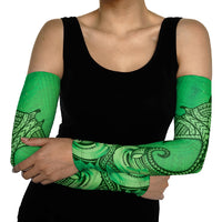 Polynesia Manta Ray Tattoo Arm Sleeves Tropical Plumeria Green Polynesian Pattern LT14 - Polynesian Pride