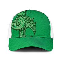 Polynesia Manta Ray Tattoo Baseball Net Cap Tropical Plumeria Green Polynesian Pattern LT14 One Size White Green - Polynesian Pride