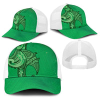 Polynesia Manta Ray Tattoo Baseball Net Cap Tropical Plumeria Green Polynesian Pattern LT14 - Polynesian Pride