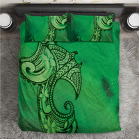 Polynesia Manta Ray Tattoo Bedding Set Tropical Plumeria Green Polynesian Pattern LT14 Green - Polynesian Pride