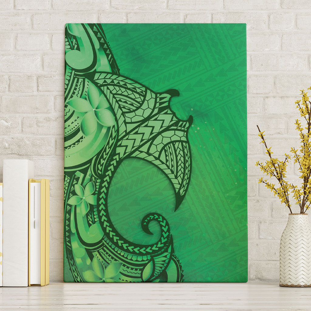 Polynesia Manta Ray Tattoo Canvas Wall Art Tropical Plumeria Green Polynesian Pattern LT14 Without Frame Green - Polynesian Pride