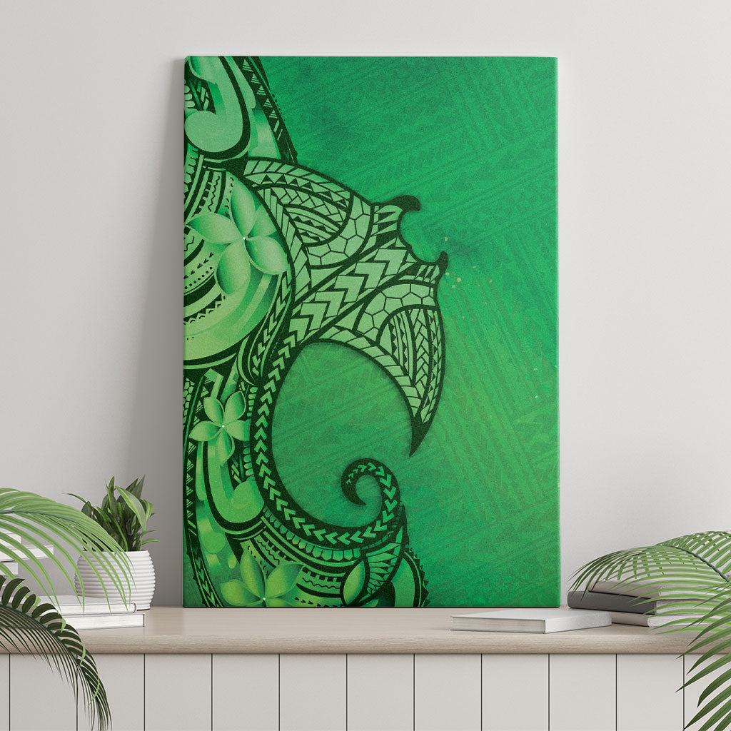 Polynesia Manta Ray Tattoo Canvas Wall Art Tropical Plumeria Green Polynesian Pattern LT14 - Polynesian Pride