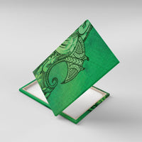 Polynesia Manta Ray Tattoo Canvas Wall Art Tropical Plumeria Green Polynesian Pattern LT14 With Frame Green - Polynesian Pride