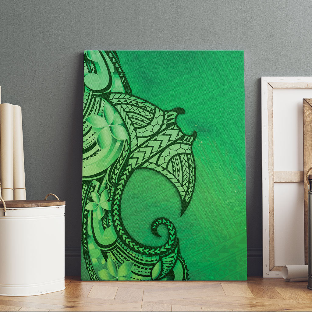 Polynesia Manta Ray Tattoo Canvas Wall Art Tropical Plumeria Green Polynesian Pattern LT14 - Polynesian Pride