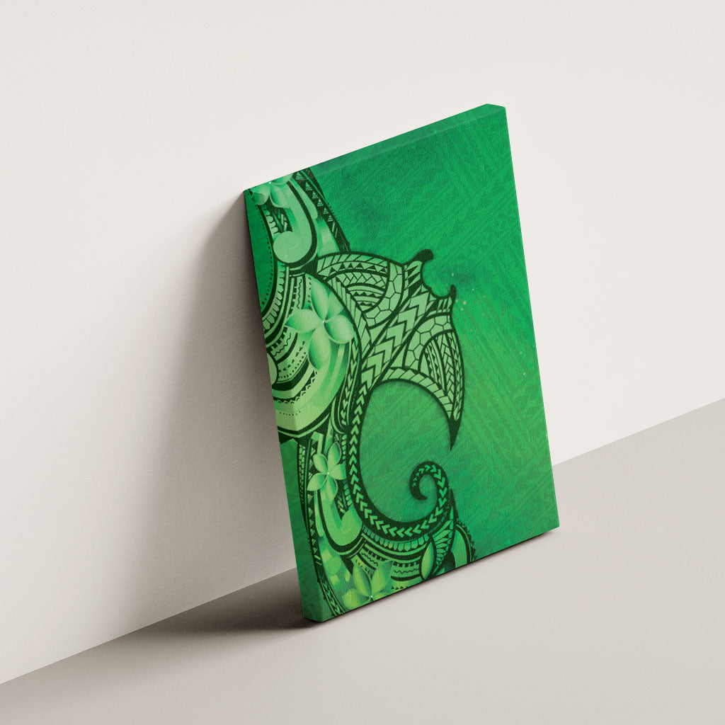 Polynesia Manta Ray Tattoo Canvas Wall Art Tropical Plumeria Green Polynesian Pattern LT14 - Polynesian Pride