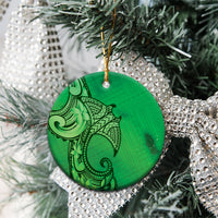 Polynesia Manta Ray Tattoo Ceramic Ornament Tropical Plumeria Green Polynesian Pattern LT14 - Polynesian Pride