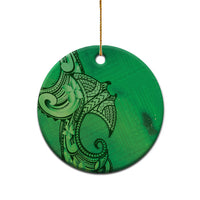 Polynesia Manta Ray Tattoo Ceramic Ornament Tropical Plumeria Green Polynesian Pattern LT14 - Polynesian Pride