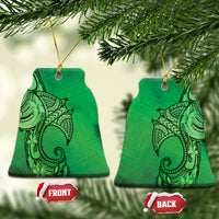 Polynesia Manta Ray Tattoo Ceramic Ornament Tropical Plumeria Green Polynesian Pattern LT14 Bell Flake Green - Polynesian Pride