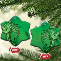 Polynesia Manta Ray Tattoo Ceramic Ornament Tropical Plumeria Green Polynesian Pattern LT14 Snow Flake Green - Polynesian Pride