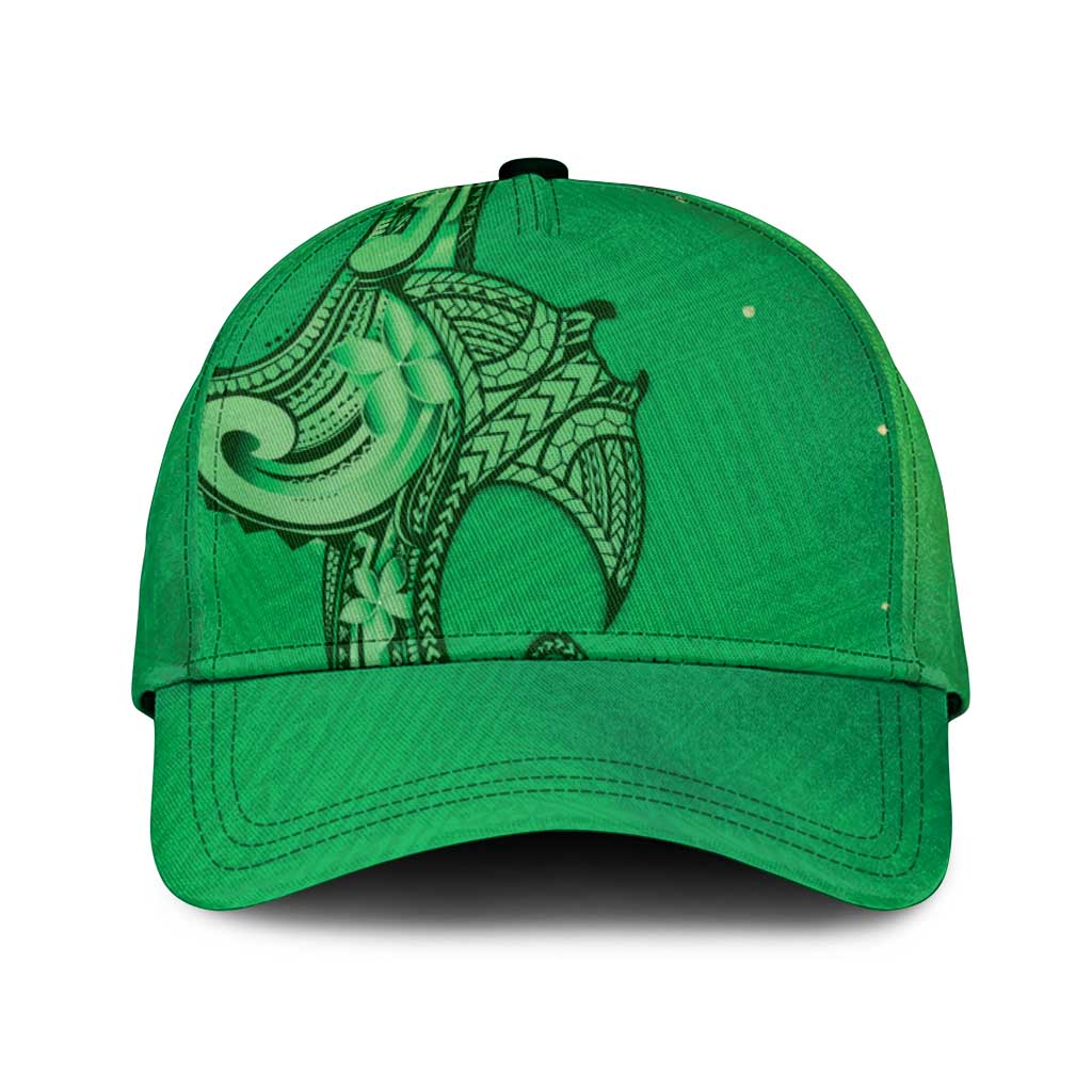 Polynesia Manta Ray Tattoo Classic Cap Tropical Plumeria Green Polynesian Pattern LT14 Universal Fit Green - Polynesian Pride