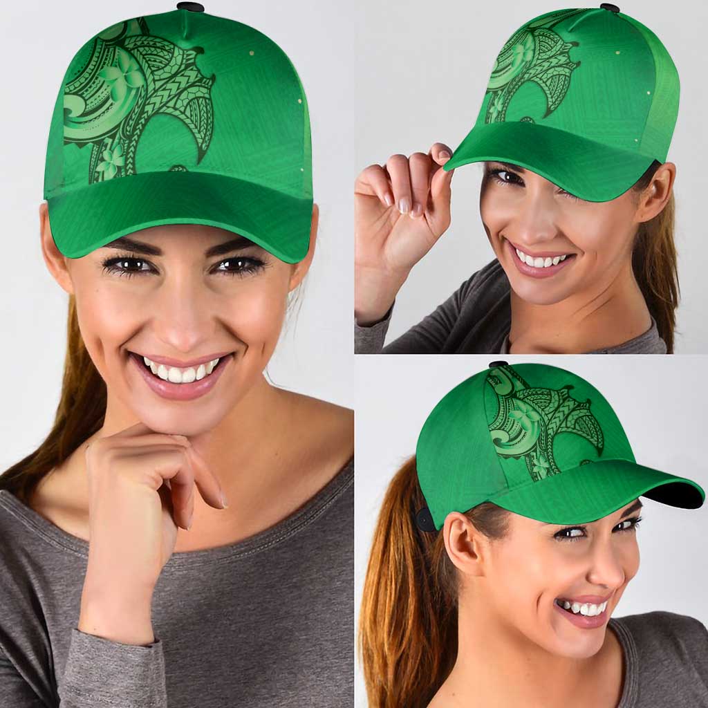 Polynesia Manta Ray Tattoo Classic Cap Tropical Plumeria Green Polynesian Pattern LT14 - Polynesian Pride