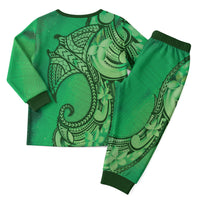 Polynesia Manta Ray Tattoo Christmas Pajama Set Tropical Plumeria Green Polynesian Pattern LT14 - Polynesian Pride