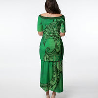 Polynesia Manta Ray Tattoo Puletasi Tropical Plumeria Green Polynesian Pattern LT14 - Polynesian Pride