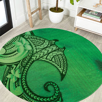 Polynesia Manta Ray Tattoo Round Carpet Tropical Plumeria Green Polynesian Pattern LT14 Green - Polynesian Pride