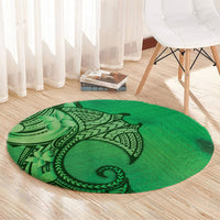 Polynesia Manta Ray Tattoo Round Carpet Tropical Plumeria Green Polynesian Pattern LT14 - Polynesian Pride