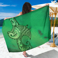 Polynesia Manta Ray Tattoo Sarong Tropical Plumeria Green Polynesian Pattern LT14 One Size 44 x 66 inches Green - Polynesian Pride