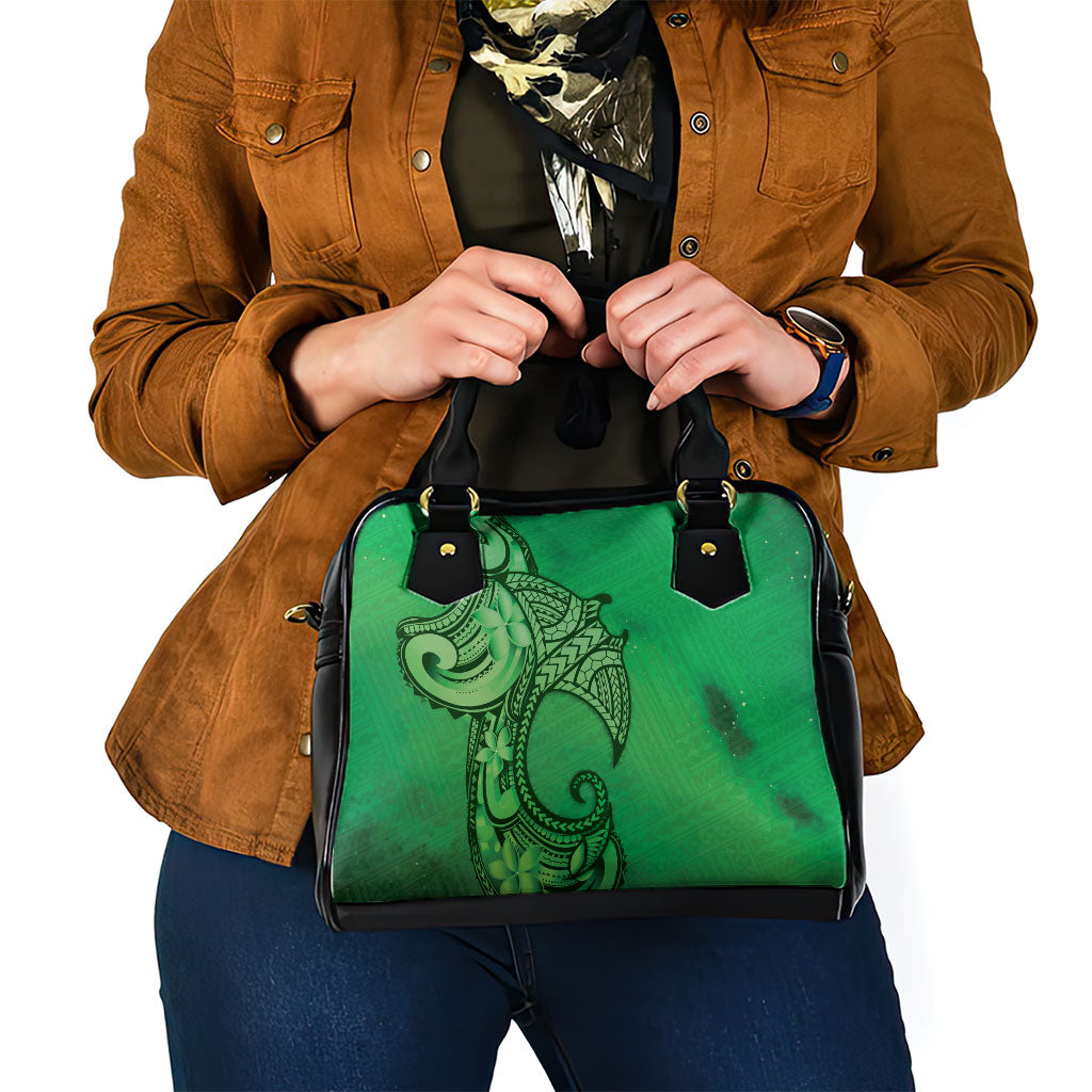 Polynesia Manta Ray Tattoo Shoulder Handbag Tropical Plumeria Green Polynesian Pattern LT14 - Polynesian Pride