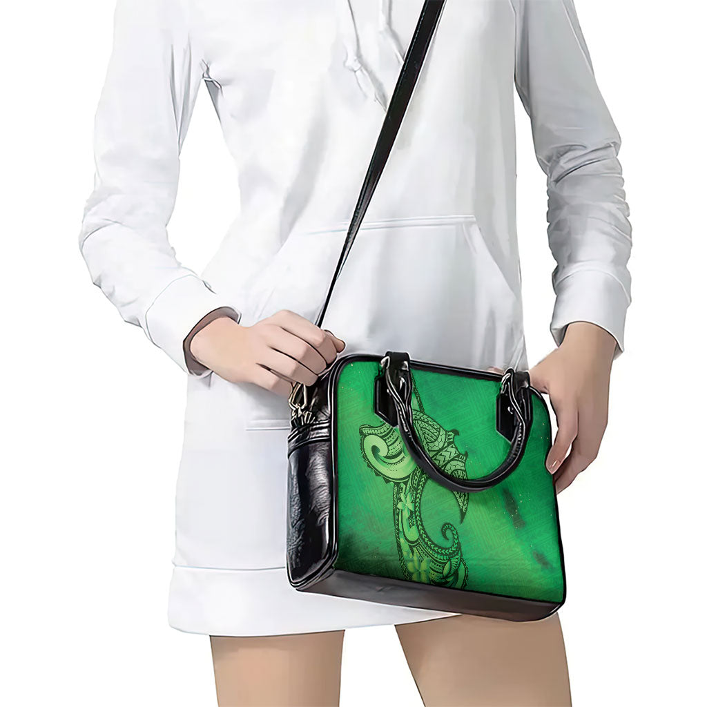 Polynesia Manta Ray Tattoo Shoulder Handbag Tropical Plumeria Green Polynesian Pattern LT14 - Polynesian Pride