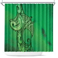 Polynesia Manta Ray Tattoo Shower Curtain Tropical Plumeria Green Polynesian Pattern LT14 Green - Polynesian Pride
