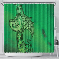 Polynesia Manta Ray Tattoo Shower Curtain Tropical Plumeria Green Polynesian Pattern LT14 - Polynesian Pride