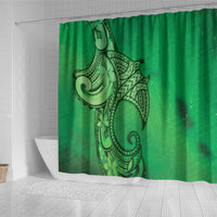 Polynesia Manta Ray Tattoo Shower Curtain Tropical Plumeria Green Polynesian Pattern LT14 - Polynesian Pride
