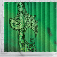Polynesia Manta Ray Tattoo Shower Curtain Tropical Plumeria Green Polynesian Pattern LT14 - Polynesian Pride