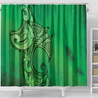 Polynesia Manta Ray Tattoo Shower Curtain Tropical Plumeria Green Polynesian Pattern LT14 - Polynesian Pride