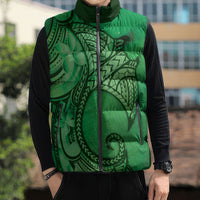Polynesia Manta Ray Tattoo Sleeveless Puffer Jacket Tropical Plumeria Green Polynesian Pattern LT14 - Polynesian Pride