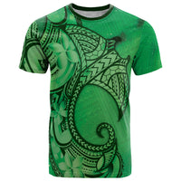Polynesia Manta Ray Tattoo T Shirt Tropical Plumeria Green Polynesian Pattern LT14 Green - Polynesian Pride