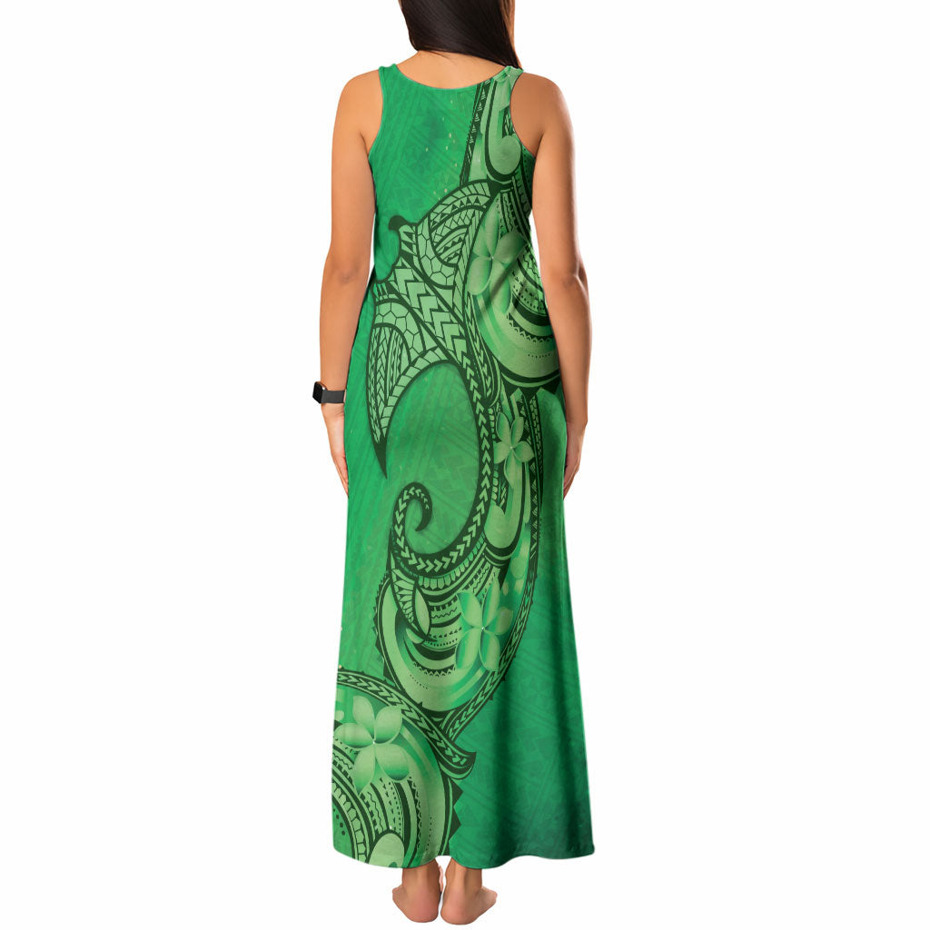 Polynesia Manta Ray Tattoo Tank Maxi Dress Tropical Plumeria Green Polynesian Pattern LT14 - Polynesian Pride