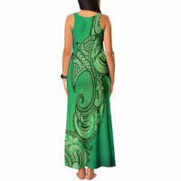 Polynesia Manta Ray Tattoo Tank Maxi Dress Tropical Plumeria Green Polynesian Pattern LT14 - Polynesian Pride