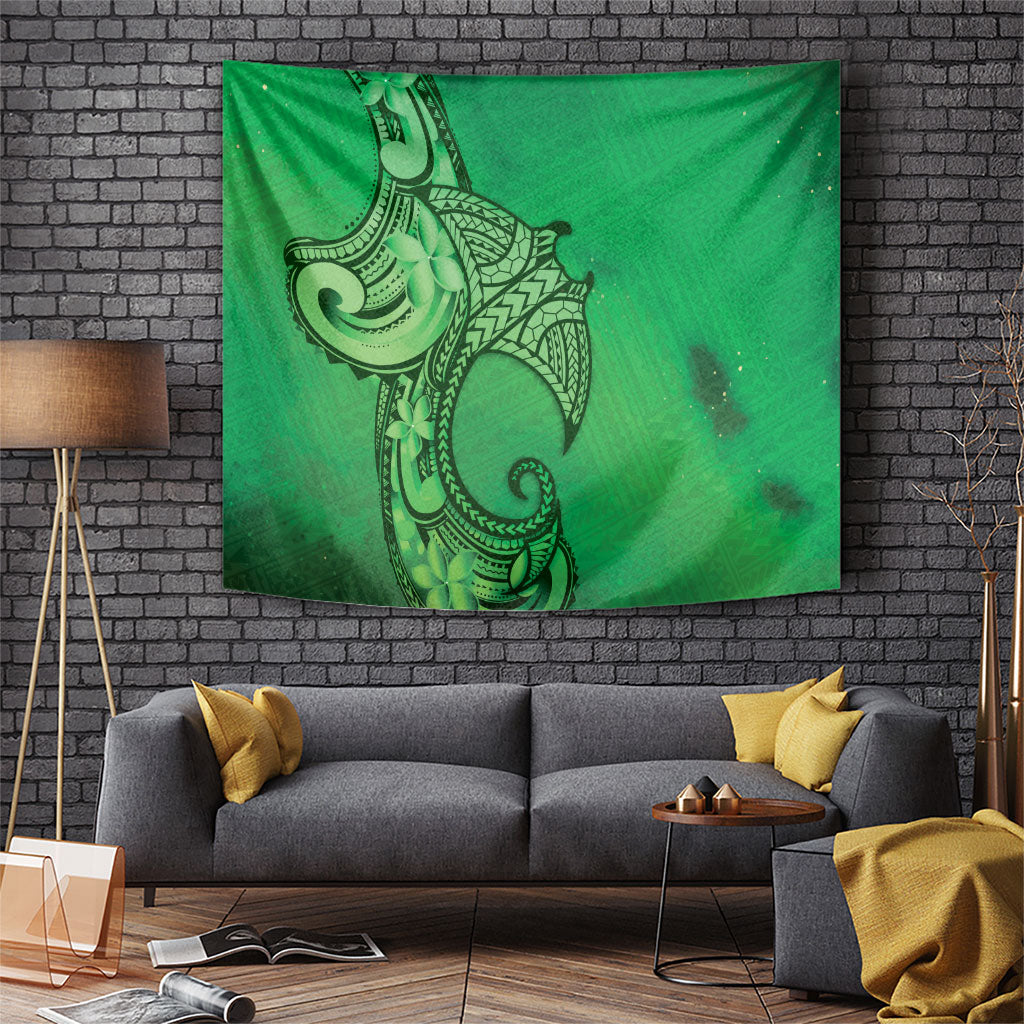 Polynesia Manta Ray Tattoo Tapestry Tropical Plumeria Green Polynesian Pattern LT14 Green - Polynesian Pride