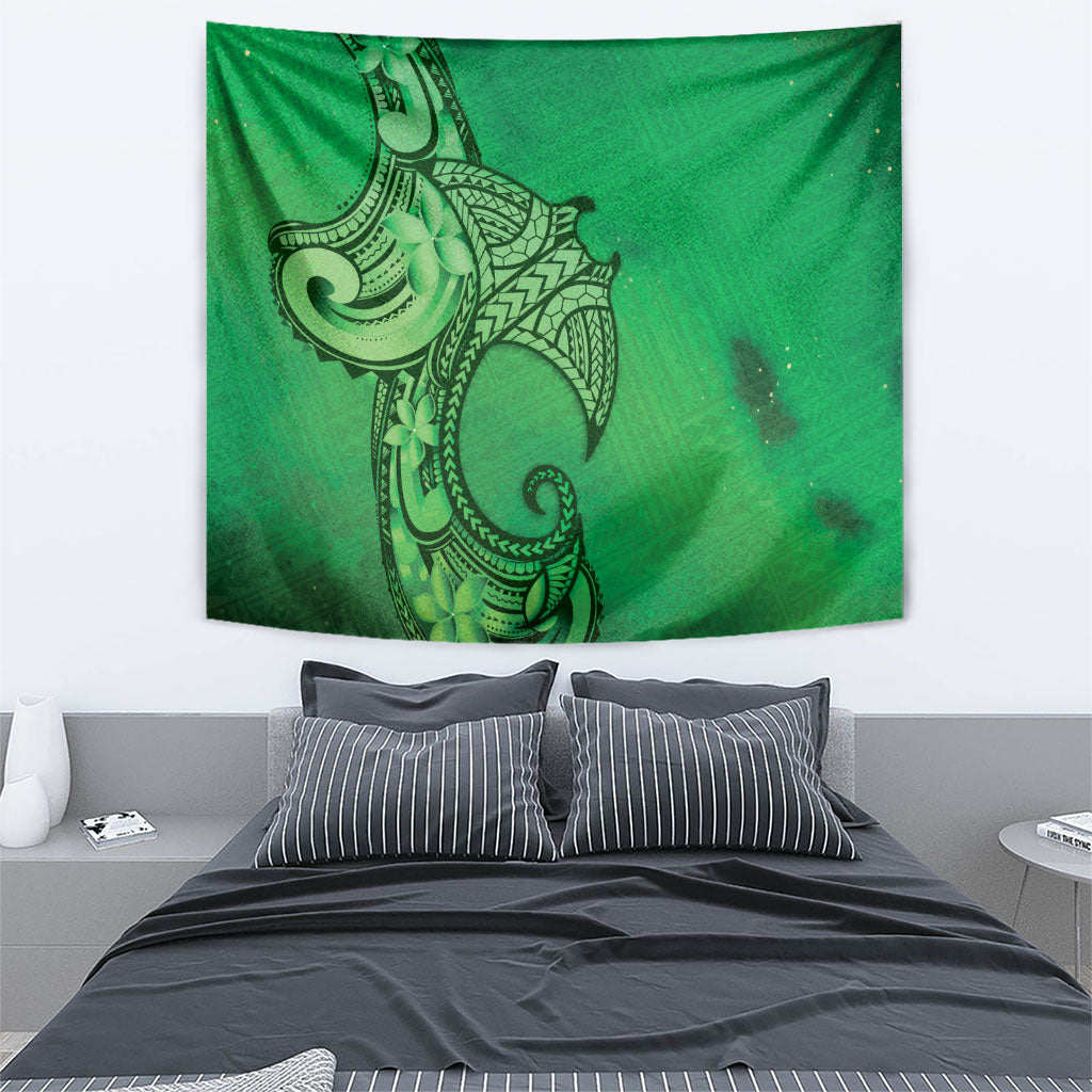 Polynesia Manta Ray Tattoo Tapestry Tropical Plumeria Green Polynesian Pattern LT14 - Polynesian Pride