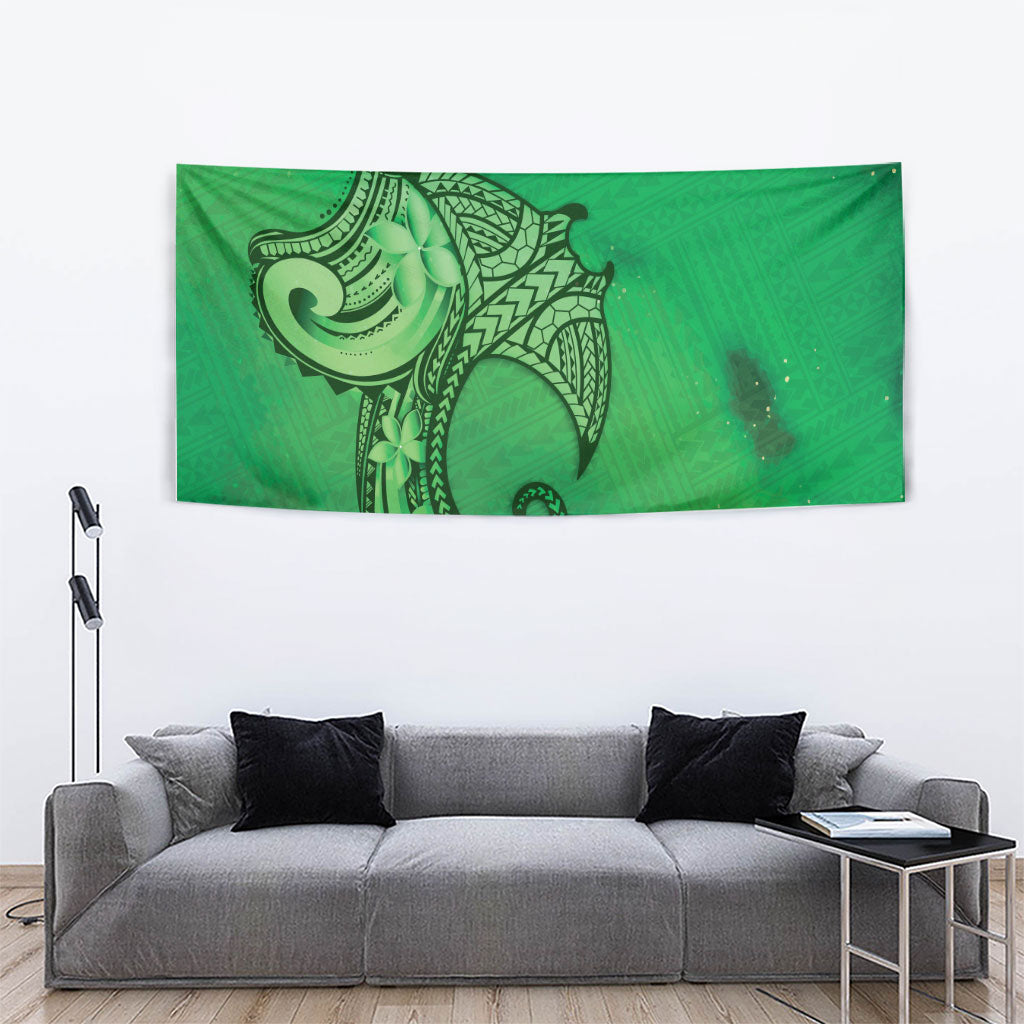 Polynesia Manta Ray Tattoo Tapestry Tropical Plumeria Green Polynesian Pattern LT14 - Polynesian Pride