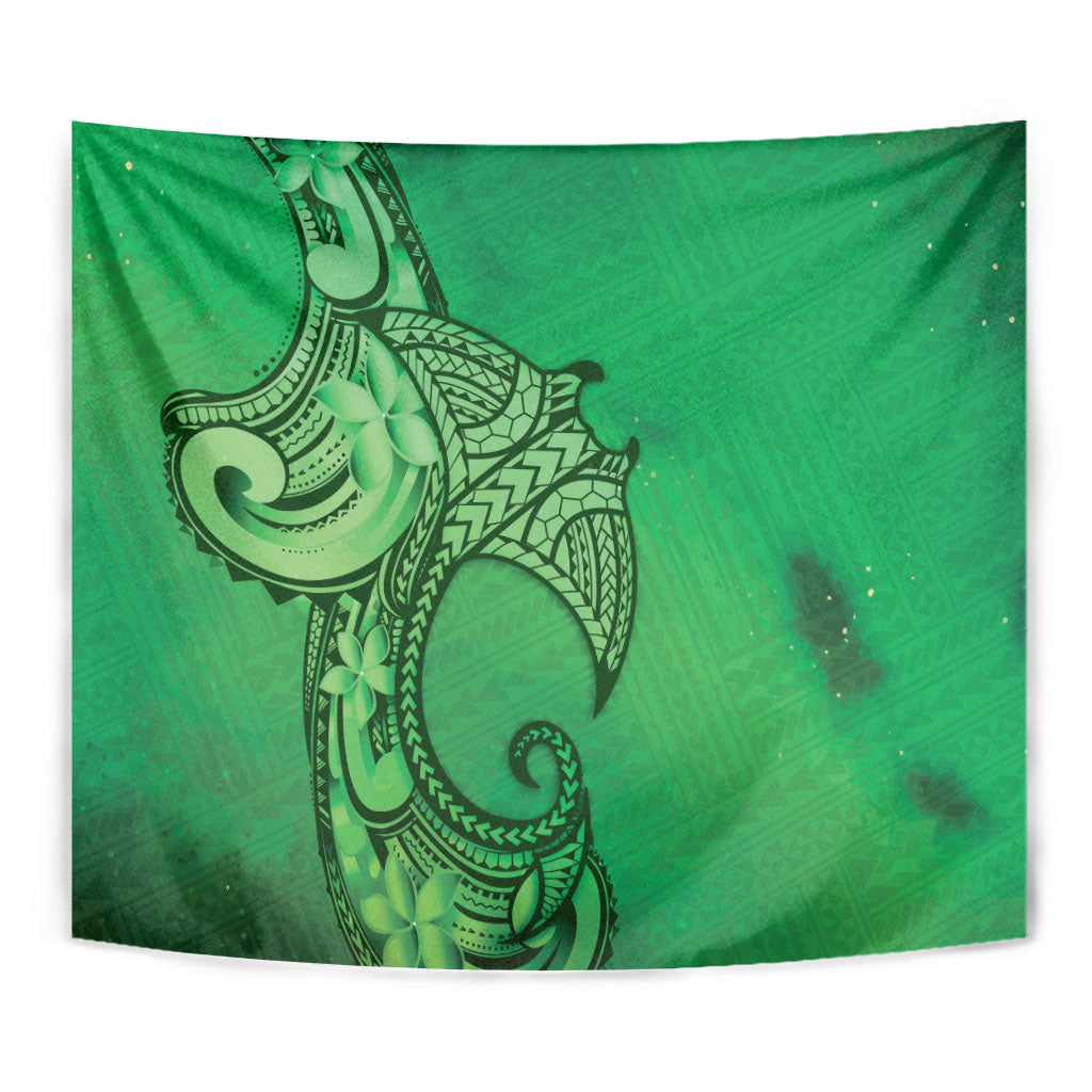 Polynesia Manta Ray Tattoo Tapestry Tropical Plumeria Green Polynesian Pattern LT14 - Polynesian Pride