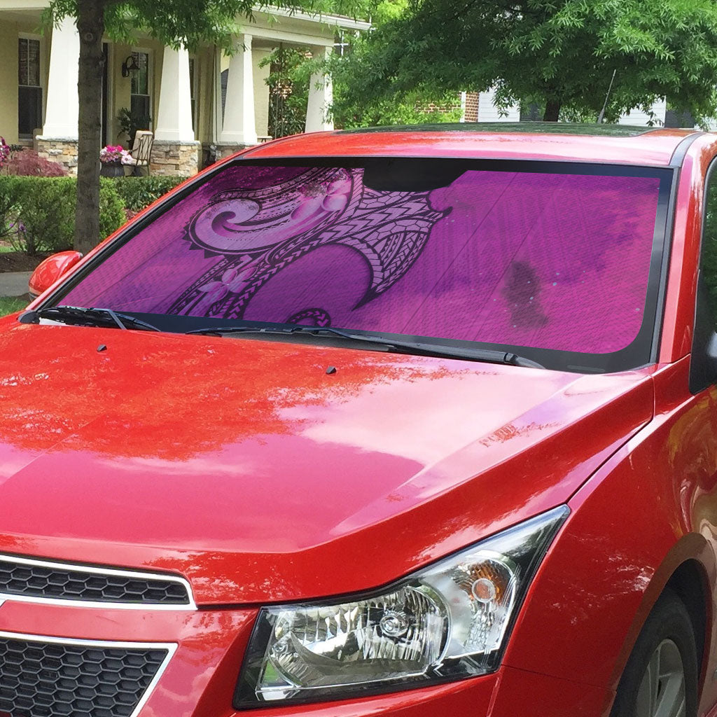 Polynesia Manta Ray Tattoo Auto Sun Shade Tropical Plumeria Pink Polynesian Pattern LT14 - Polynesian Pride