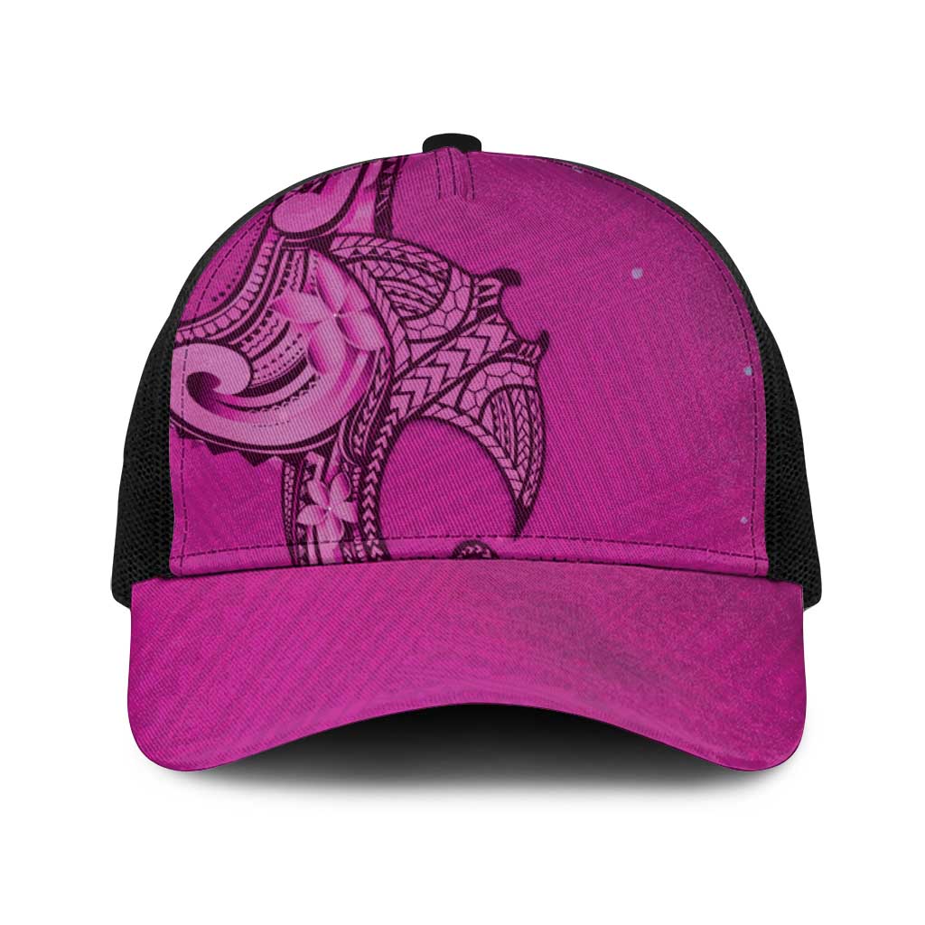 Polynesia Manta Ray Tattoo Baseball Net Cap Tropical Plumeria Pink Polynesian Pattern LT14 One Size Black Pink - Polynesian Pride