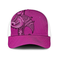 Polynesia Manta Ray Tattoo Baseball Net Cap Tropical Plumeria Pink Polynesian Pattern LT14 One Size White Pink - Polynesian Pride