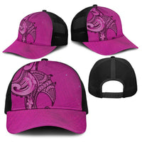Polynesia Manta Ray Tattoo Baseball Net Cap Tropical Plumeria Pink Polynesian Pattern LT14 - Polynesian Pride